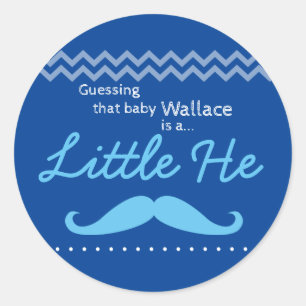 BlueGuessing baby Boy Little He Gender Reveal Classic Round Sticker