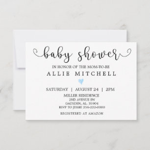 BlueHeart Baby Shower Invitation