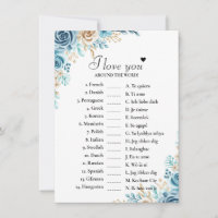 BlueI love you around the world bridal game Card