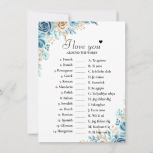 BlueI love you around the world bridal game Card