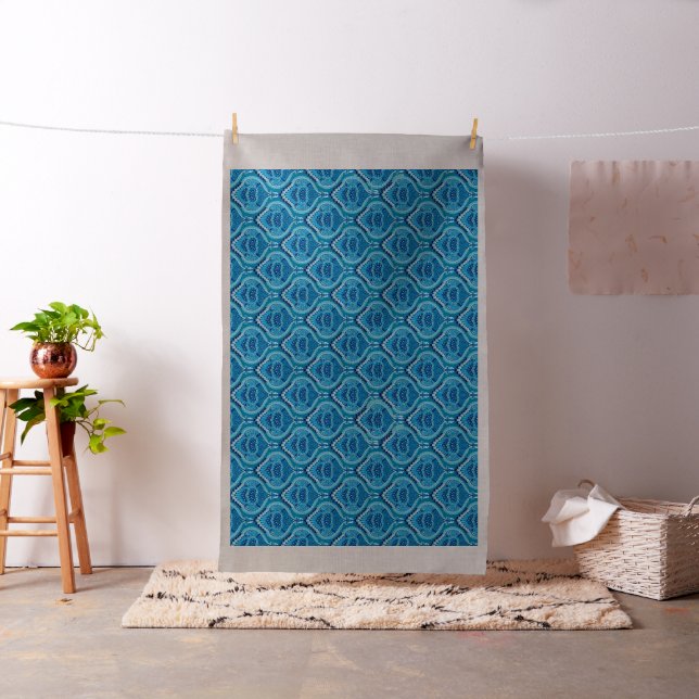 Blueish - Feathered Paisley Fabric (In Situ)