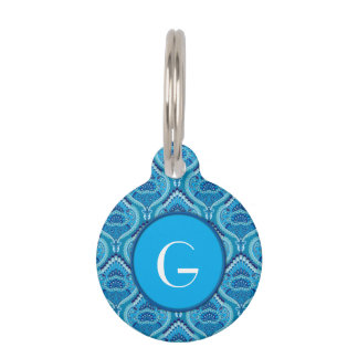 Blueish - Feathered Paisley Pet Tag
