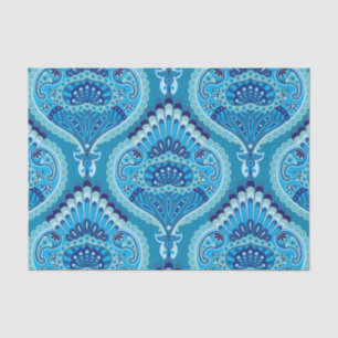 Blueish - Feathered Paisley Tissue Paper
