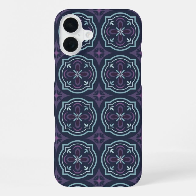 blueish floral tiling pattern iPhone case (Back)