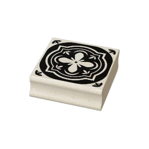 blueish floral tiling pattern rubber stamp