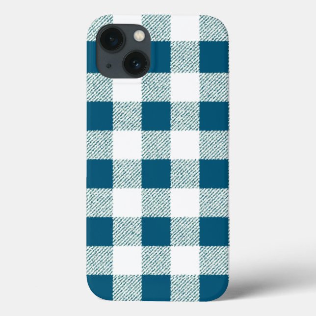 Blueish Green Gingham Check Pattern Case-Mate iPhone Case (Back)