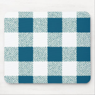 Blueish Green Gingham Check Pattern Mouse Mat