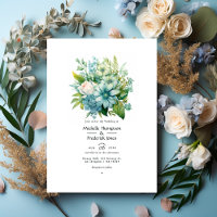 Blueish Greens Floral Winter Wedding