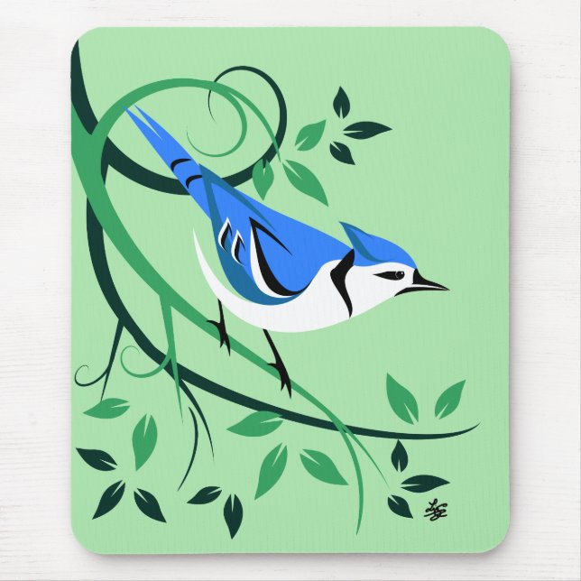 Bluejay on Tree Branch Mouse Mat (Front)