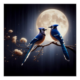 Bluejay Whisper – Tranquil Forest Songbird Art Poster