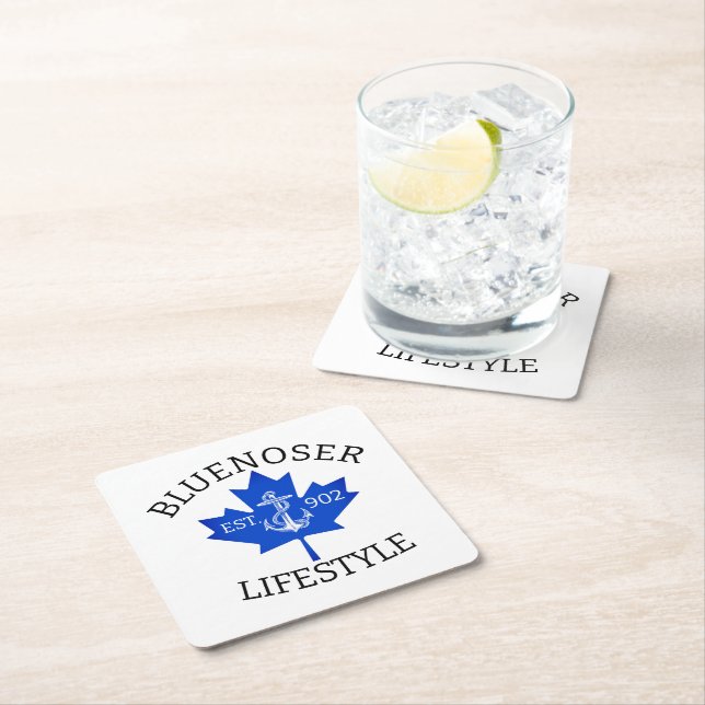 Bluenoser Lifestyle Maple leaf 902 Eh !  Square Paper Coaster (Insitu)