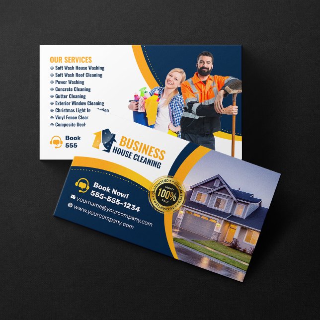 BlueOrange House Washing Exterior Cleaning Service Business Card (Creator Uploaded)