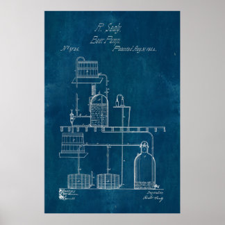 Blueprint Beer Making Equipment Poster