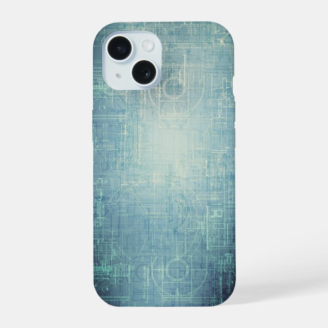 Blueprint - Blue Aesthetic iPhone 15 Case (Back)