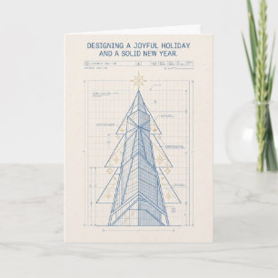 Blueprint Christmas Tree Design Card