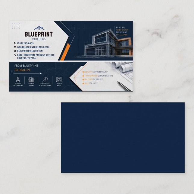 Blueprint Contractor Builder Business Card (Front/Back)