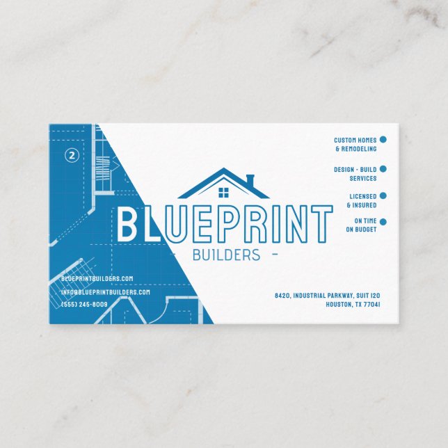 Blueprint Contractor Builder Business Card (Front)