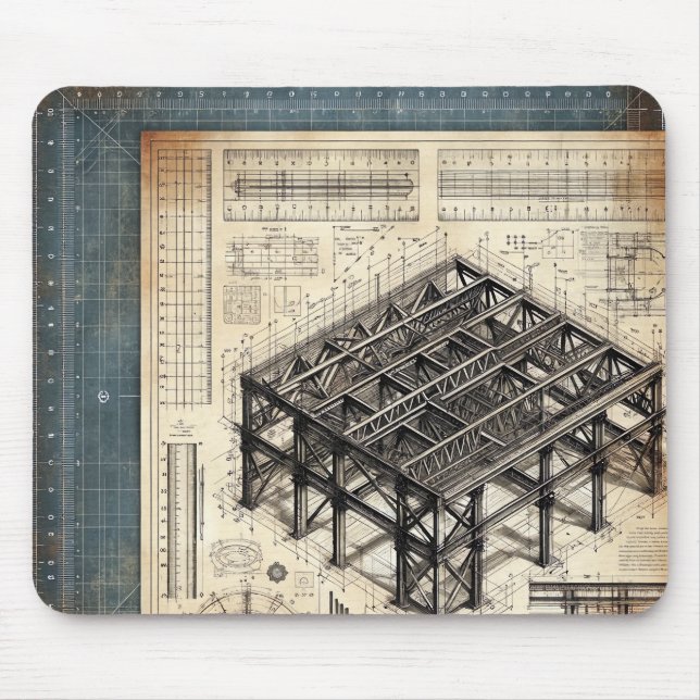 Blueprint Design- Architect's Decor Mouse Mat (Front)