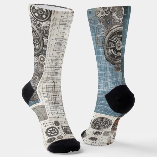 Blueprint Design- Architect's Decor Socks (Angled)