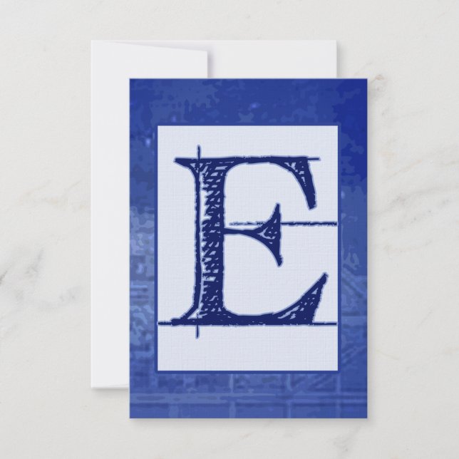 Blueprint "E" Wedding RSVP Card (Front)