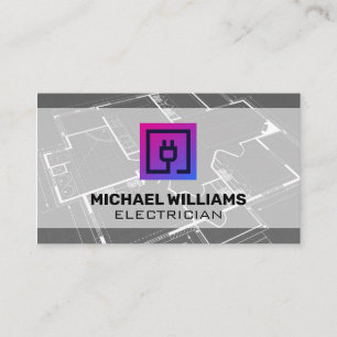 Blueprint   Electrical Plug Logo Business Card