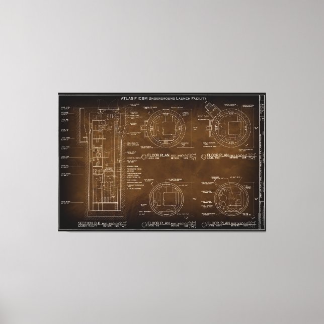 Blueprint First U.S. ICBM Nuclear Missile c. 1962 Canvas Print (Front)