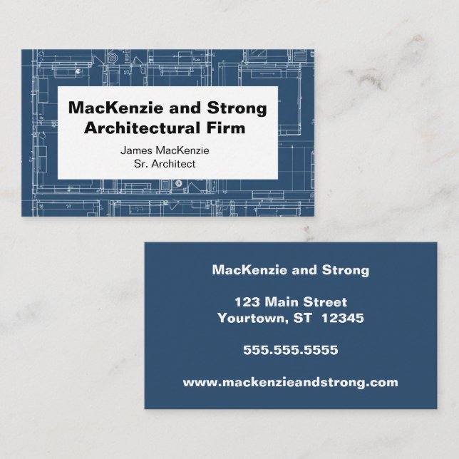 Blueprint for Architect Engineer Draftsman Business Card (Front/Back)
