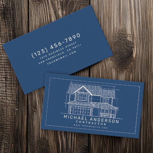 Blueprint Home Building Architect Construction Business Card (Creator Uploaded)