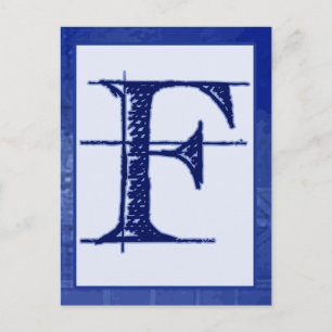 Blueprint Letter "F" Typography Banner Card