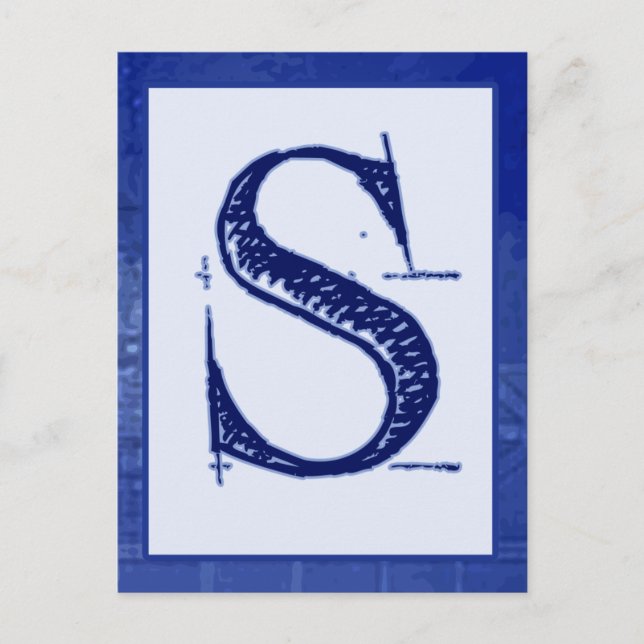 Blueprint Letter "S" Typography Banner Card (Front)