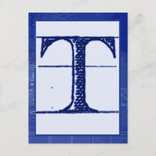 Blueprint Letter "T" Typography Banner Card