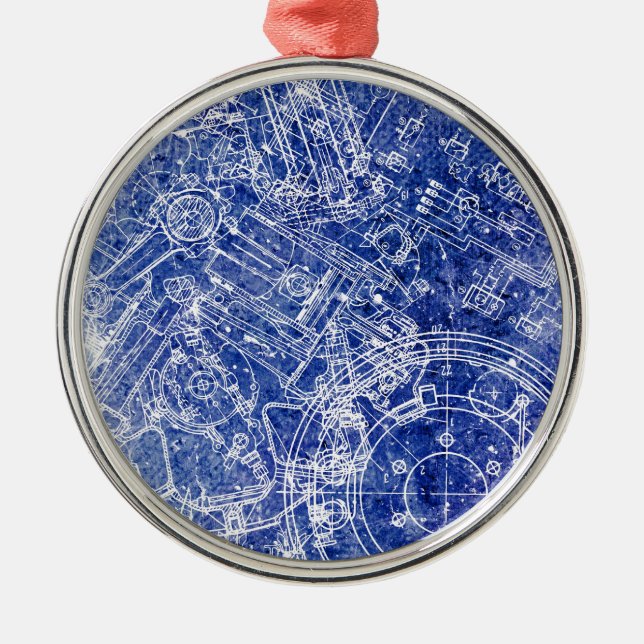 Blueprint Metal Tree Decoration (Front)