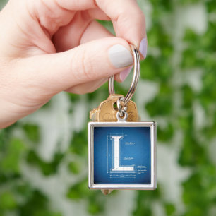 Blueprint Monogram Letter L Key Ring