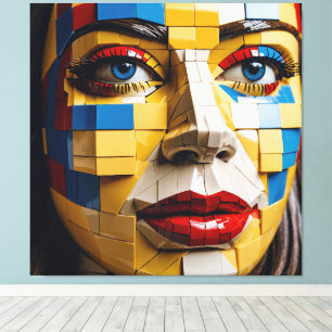"Blueprint of Humanity" – A Cubist Portrait Canvas Print