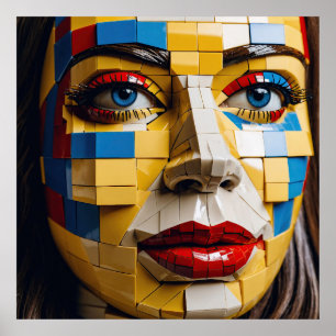 "Blueprint of Humanity" – A Cubist Portrait Poster