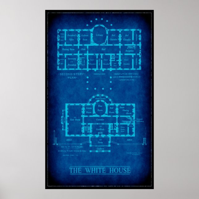 BLUEPRINT of The WHITE HOUSE Poster (Front)