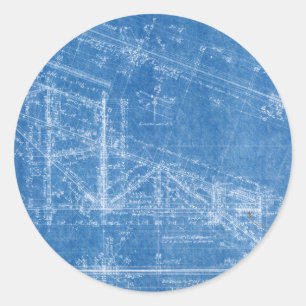 blueprint texture classic round sticker