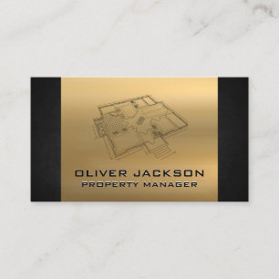 Blueprint Top View Gold Black Texture Business Card