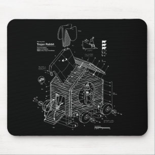 Blueprint Trojan Horse Rabbit Funny Mouse Mat