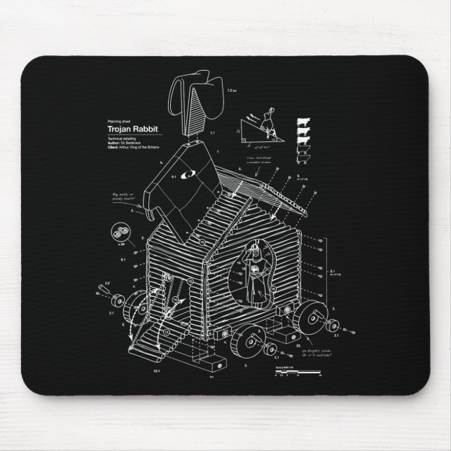 Blueprint Trojan Horse Rabbit Funny Mouse Mat (Front)