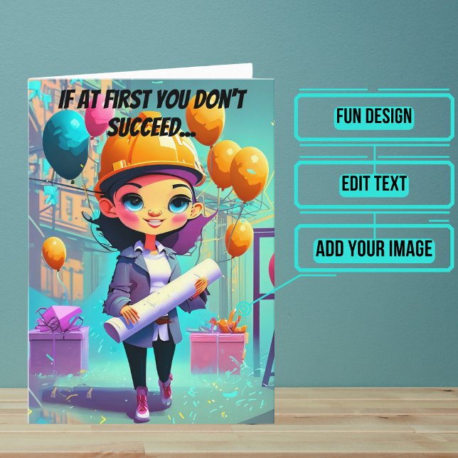 Blueprints and Female Engineer Birthday Card (This lovely card is specifically for the engineer friend or family member in your life. )