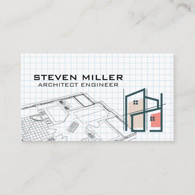 Blueprints | Architect Logo | General Contractor Business Card (Front)