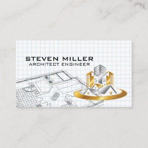 Blueprints Architect Logo Home Properties Business Card
