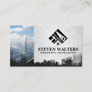 Blueprints   Construction Builder Logo  Business Card