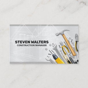 Blueprints Construction Carpentry Tool Set Business Card