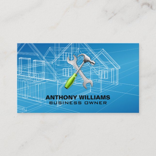Blueprints | Construction | General Contractor Business Card (Front)