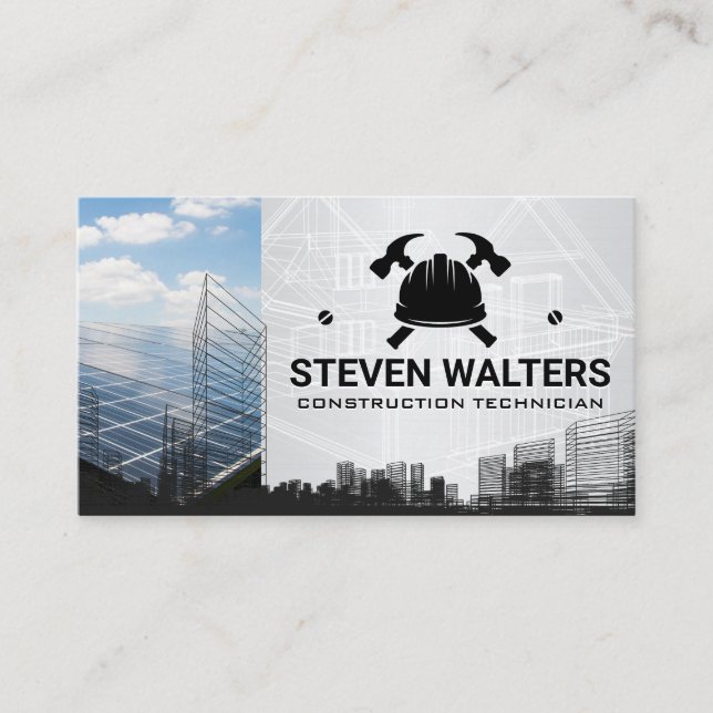 Blueprints | Construction Logo | Properties Business Card (Front)