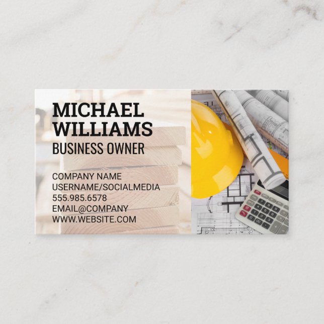 Blueprints | Construction | Lumber Business Card (Front)