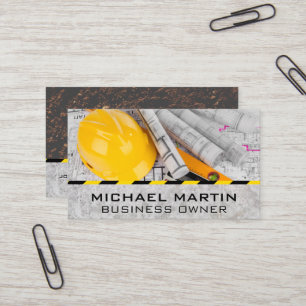 Blueprints   Hardhat   Construction Business Card