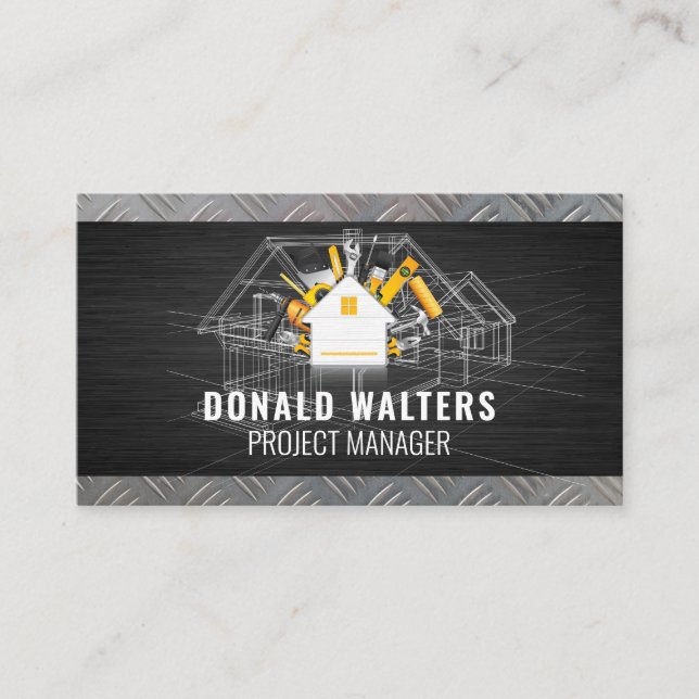 Blueprints | House Logo | Steel Business Card (Front)
